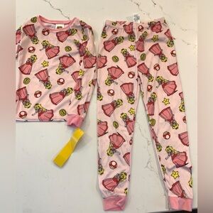 Princess Peach Pajamas Set Girls Size 8 Super Mario Bros Nintendo NEW